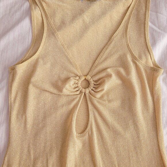 MOSCHINO Gold Party Christmas Maxi Dress, Elegant Translucent Dress, Siz… - Picture 4 of 7